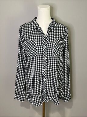 Relativity 100% Cotton Gingham Button Down Shirt Size L